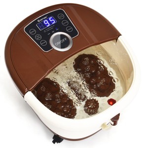 Costway Portable Electric Foot Spa Bath Shiatsu Roller Motorized Massager Fast Heating Brown - 1 of 4