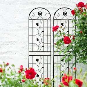 MOEPISY 2 Pack Metal Garden Trellis 86.7 inch x 19.7 inch for Climbing Plants Outdoor Flower Support Black - 1 of 4