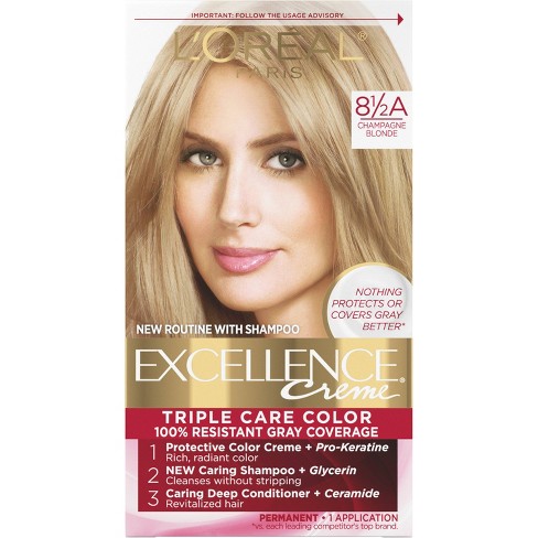 L'oreal Paris Excellence Triple Protection Permanent Hair Color  Fl Oz   Champagne Blonde - 1 Kit : Target