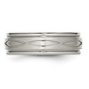 Black Bow Jewelry 7mm Stainless Steel Crisscross Design Grooved Edge Standard Fit Band - 3 of 4