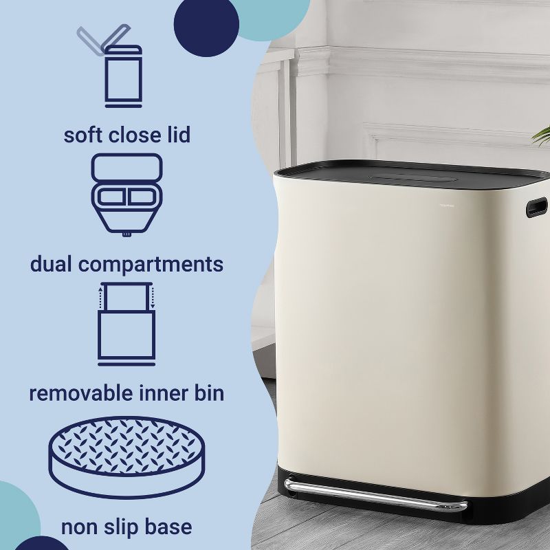 happimess Beni Kitchen Trash/Recycling 16-Gallon Double-Bucket Step-Open Trash Can, 5 of 14