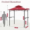 Costway 8' x 5' Grill Gazebo with 2 Shelves 7 Hooks Metal Frame Soft Top Beige/Brown/Gray/Wine - 3 of 4