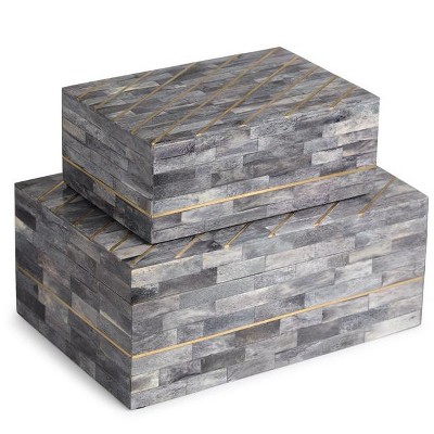 Monaco Grey Decorative Boxes, Set of 2