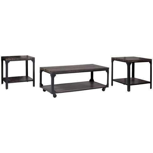 3pc Jandoree Coffee And End Table Set Brown Black Signature Design By Ashley Target