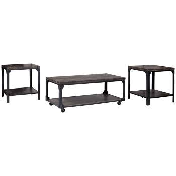 3pc Jandoree Coffee and End Table Set Brown/Black - Signature Design by Ashley