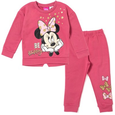 Mickey Mouse & Friends Minnie Mouse Toddler Girls Fleece Fashion Pullover  Sweatshirt Pants Purple 5T