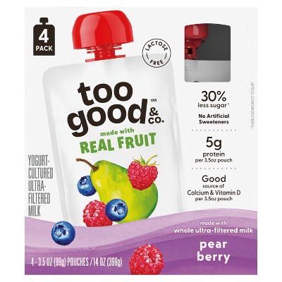 Too Good & Co. Kids' Pear Berry Traditional Yogurt Cups - 14oz/4ct