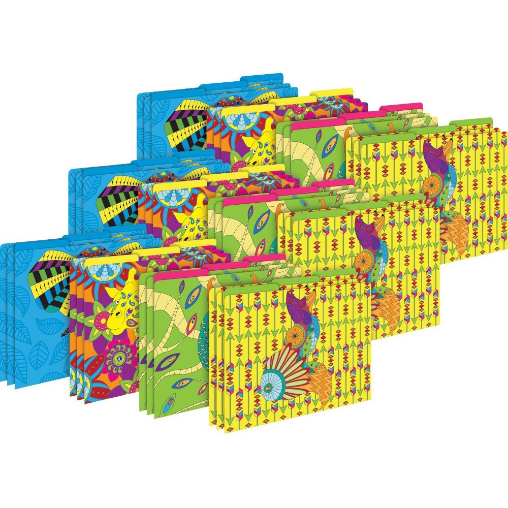 Barker Creek Bohemian Animals 14pt Letter-Size File Folders: Multicolored Paper, Top Tab, 50 Sheet Capacity, 36 Pack