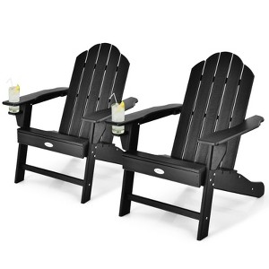 Tangkula 2PCS Adirondack Chair Outdoor with Cup Holde Weather Resistant Lounger Chair for Backyard Garden Patio and Deck Black/Grey/Turquoise/White - 1 of 4