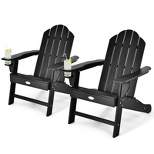 Tangkula 2PCS Adirondack Chair Outdoor with Cup Holde Weather Resistant Lounger Chair for Backyard Garden Patio and Deck Black/Grey/Turquoise/White