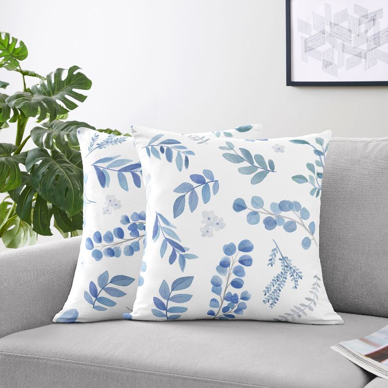 Sweet Jojo Designs Decorative Throw Pillows 18in. Botanical Blue and White 2pc, 3 of 6