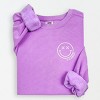 Simply Sage Market S.W.Smiley Embroidered Simple Wink Bold Lightweight Garment Dyed Sweatshirt - 2 of 4