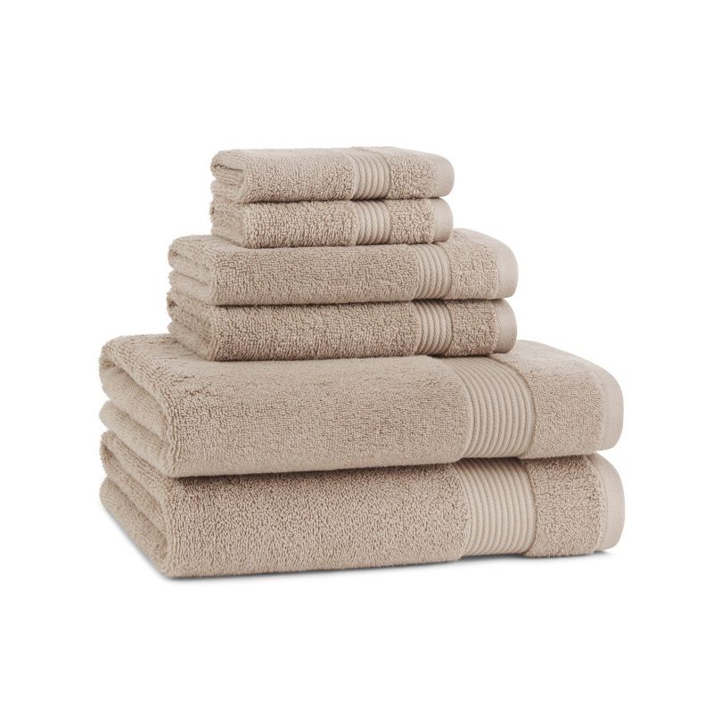 Host & Home Cotton Luxury 6-Piece Bath Towel Set, Quick-Drying, Dobby Border, 1 of 7