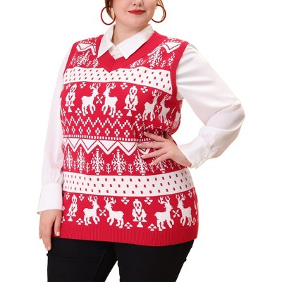 Agnes Orinda Women's Plus Size Sleeveless Knit Pullover Sweater Vest