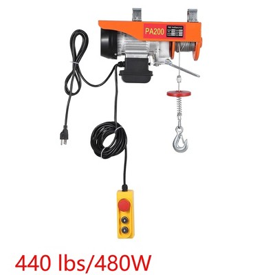 440 LBS Electric Hoist 480w Crane Winch With 13 FT Wired Remote Control 110V