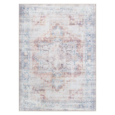 Boho Area Rug, Throw Rugs with Rubber Backing 3 X 5 Entry Way 3'x5