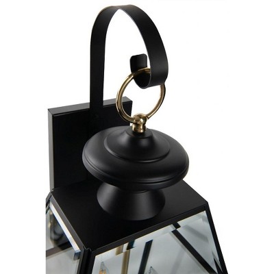 Olde Colony Beveled Glass 3-Light Outdoor Wall Lantern in Black