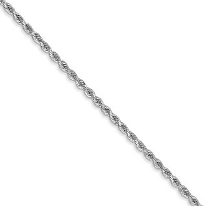 Black Bow Jewelry 1.8mm, 14k White Gold, Diamond Cut Solid Rope Chain Necklace - 1 of 4