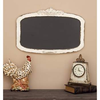 Wood Sign Carved Top Wall Decor with Chalkboard Cream - Olivia & May