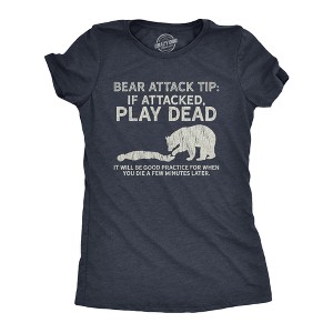 Womens Bear Attack Tip T Shirt Funny Camping Hiking Outdoor Adventure Sarcastic Tee - Crazy Dog Women's T Shirt - 1 of 4