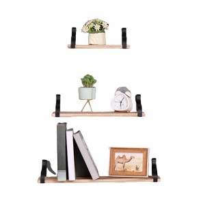 SEVOBAL Utility Storage Shelves Bookshelf Rustic Floating Shelves Set of 3, Wall Mounted Storage for Living Room, Kitchen, Brown, 26.4"*6.7"*4.3" - 1 of 4