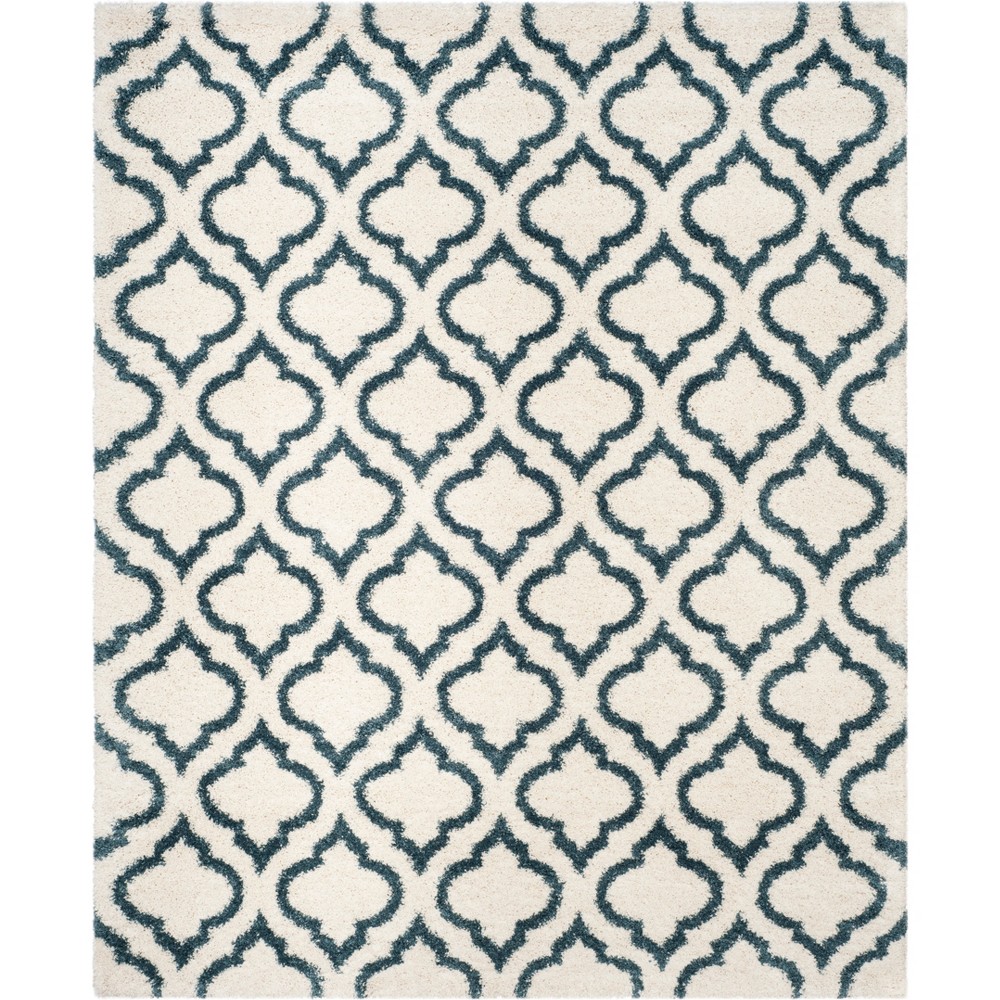 9'X12' Quatrefoil Design Loomed Area Rug Ivory/Slate Blue - Safavieh