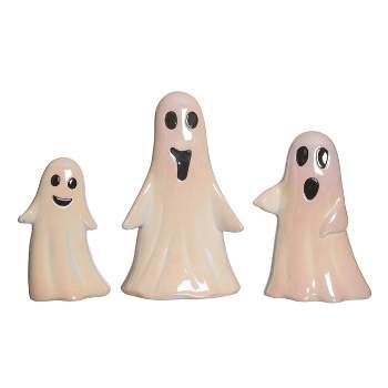 Transpac Dolomite 12.25 in. Off-White Halloween Slim Ghosts Set of 3