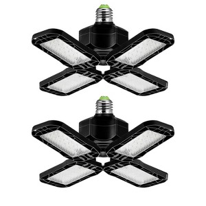 YANSUN 12 in. Industrial Black Integrated LED Flush Mount 6000K Daylight for Garage or Workshop 2 Pack - 1 of 1