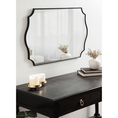 Hollyn 36''x25'' Traditional Black Wood Scalloped Wall Mirror