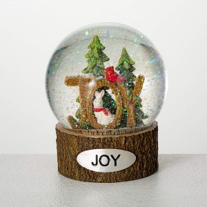 5"H Sullivans Rustic Joy Christmas Snowglobe, Multicolor, Indoor Christmas Decor - 1 of 3