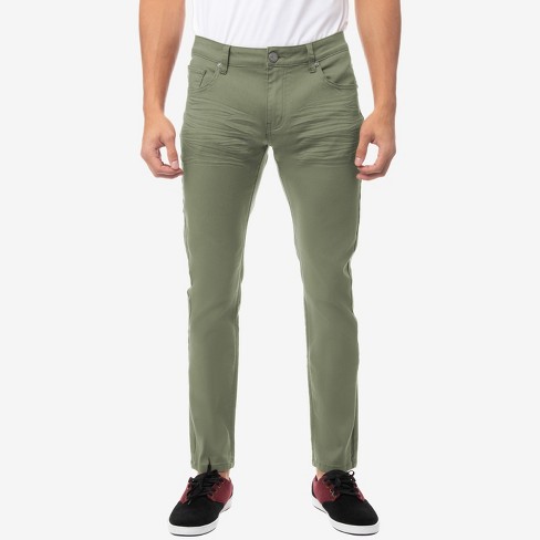 X Ray Men's Slim Fit Stretch Commuter Colored Pants In Olive Size