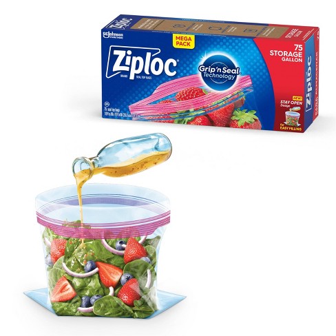 Ziploc 01143 2 Gallon Storage Bags: Food Storage Bags Zipper & Coated  (025700011439-2)