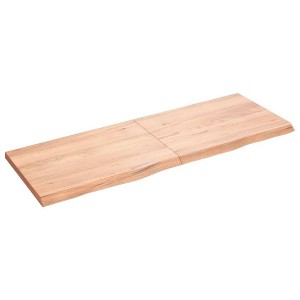 vidaXL Table Top, Light Brown 55.1"x19.7"x(0.8"-1.6") Treated Solid Wood Oak - 1 of 4