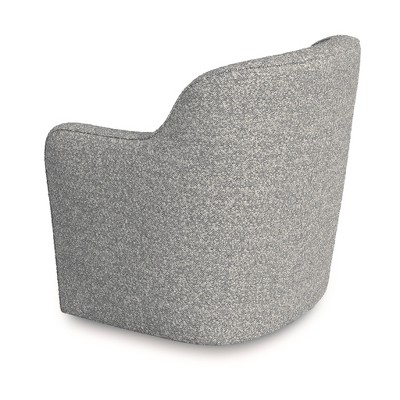 White and Gray Boucle Barrel Swivel Accent Chair