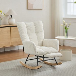 XIYUYEU Velvet Glider Rocking Chair,Modern Upholstered Nursery Rocker Chairs with High Backrest for Bedroom - 1 of 4