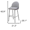 HomeRoots Set of Two 30" Light Gray And Black Shearling And Steel Bar Height Bar Chairs - 3 of 4