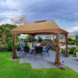 10' x 12' Outdoor Garden Gazebo with Skirts Tent Canopy Beige - Captiva Designs