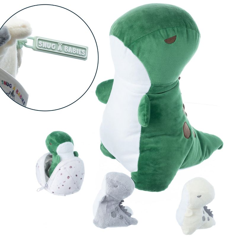 PixieCrush Plush Stuffed Dinosaur (T-Rex) Mommy Toy with 3 Babies, 3 of 5