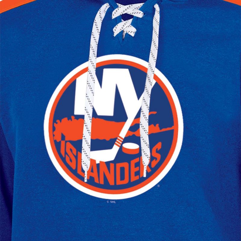 NHL New York Islanders Men&#39;s Long Sleeve Hooded Sweatshirt with Lace, 3 of 4
