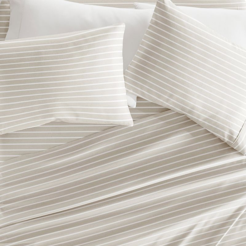 Soft Lines Patterned Stripe Ultra-Soft 4 Piece Bed Sheet Set - Becky Cameron, 4 of 12