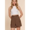 Slickblue Women's Casual Belted Cargo Shorts - Cotton Stretch with Pockets, Beige/Coffee/Navy, Size S-L - 3 of 4