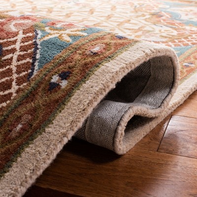 Hand-Tufted Light Blue and Ivory Wool Oriental Rug