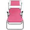 vidaXL Sun Lounger with Canopy Steel Pink - 2 of 4