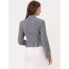 Allegra K Women's Elegant Cardigan Plaid Open Front Office Shrug Long Sleeve Cropped Bolero Top - 3 of 4
