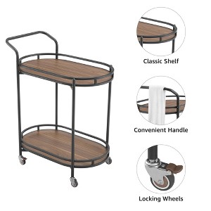 Rosary Blenn Modern Gold Bar Cart with Wheels – 2-Tier Rolling Serving Trolley - 1 of 4