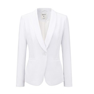 INSPIRE CHIC Women's Office Solid Shawl Collar Jetted Pockets One Button Velvet Blazer - 1 of 4