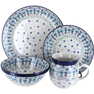 Blue Rose Polish Pottery Celeste 16 Piece Dinnerware Set