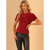 INSPIRE CHIC Women's Sequin Velvet Crew Neck Short Sleeve T-shirt - 3 of 4