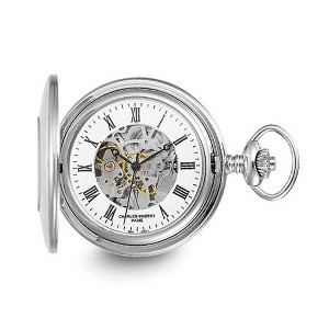 Black Bow Jewelry Charles Hubert Polished Stainless Steel White Dial 48mm Pocket Watch - 1 of 4