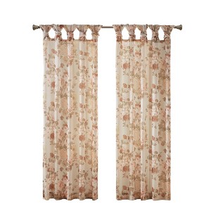 LIVN CO. Floral Printed Voile Sheer Twist Tab Top Curtain Panel, Blush 50x95" - 1 of 4